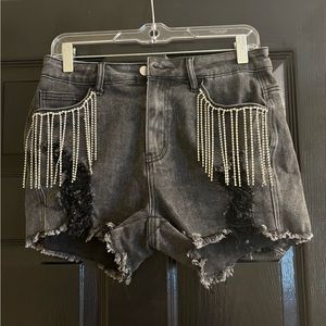 Bedazzled jeans shorts